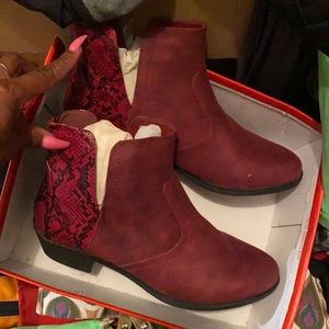 Cute Red with snake print boots